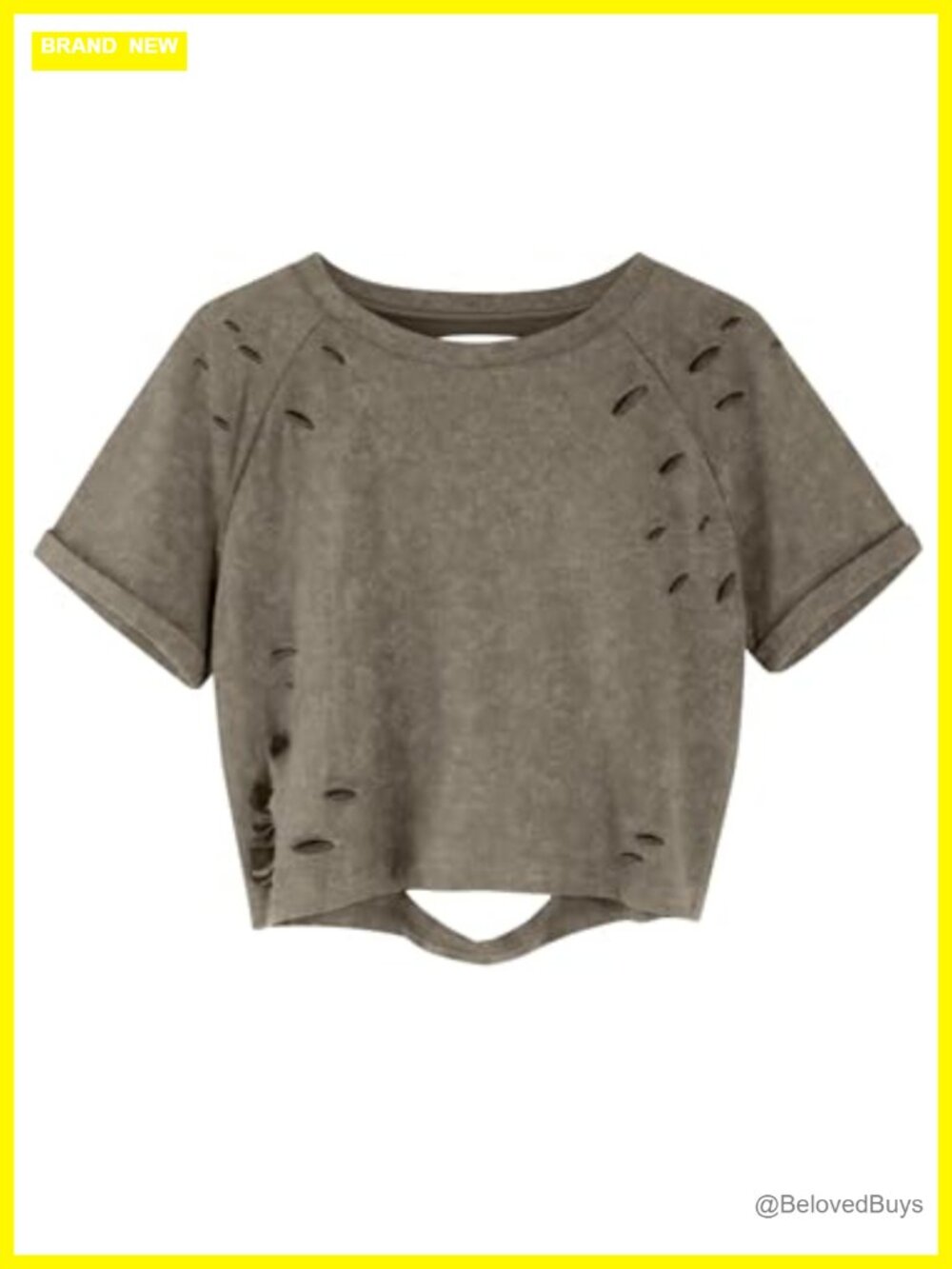 Hilinker Women's Ripped Distressed Cotton Crop Top Short Sleeve Vintage Tee